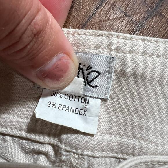 Caché Tan Cargo Pants Size 4 Embellished Satin Trim Stretch Utility Style - Picture 5 of 9